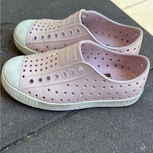 Native Shoes Kids Slip-On Sneakers in Light Pink and White